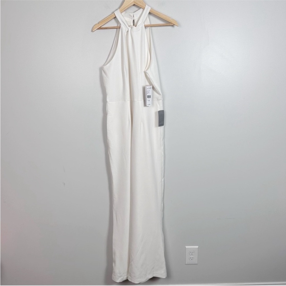 JULIA JORDAN Ivory Knot Neck Halter Wide Leg Jumpsuit Elegant Formal Size 8 NWT - Picture 5 of 9
